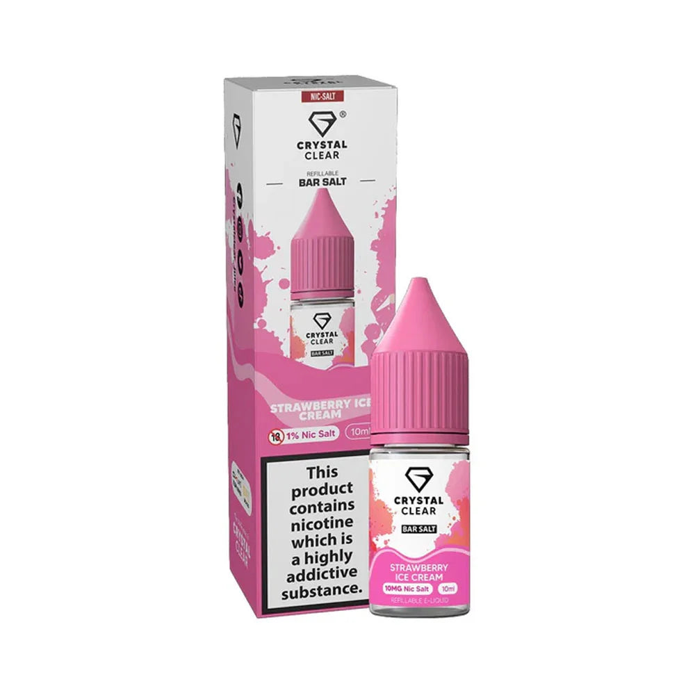 Crystal Clear Bar 10ml Nic Salt E Liquid - Strawberry Ice Cream