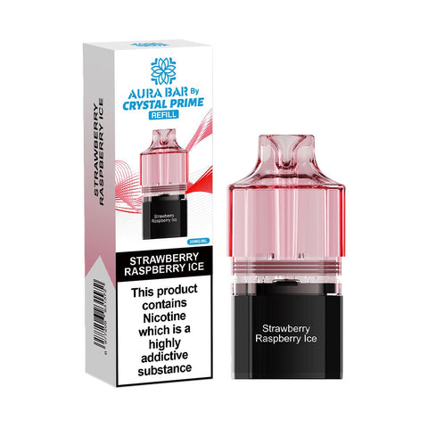 Crystal Prime Aura Bar 10K Prefilled Pods - Strawberry Raspberry Ice