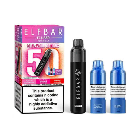 Elf Bar Plus 50 Refillable Pod Kit - Raspberry Edition