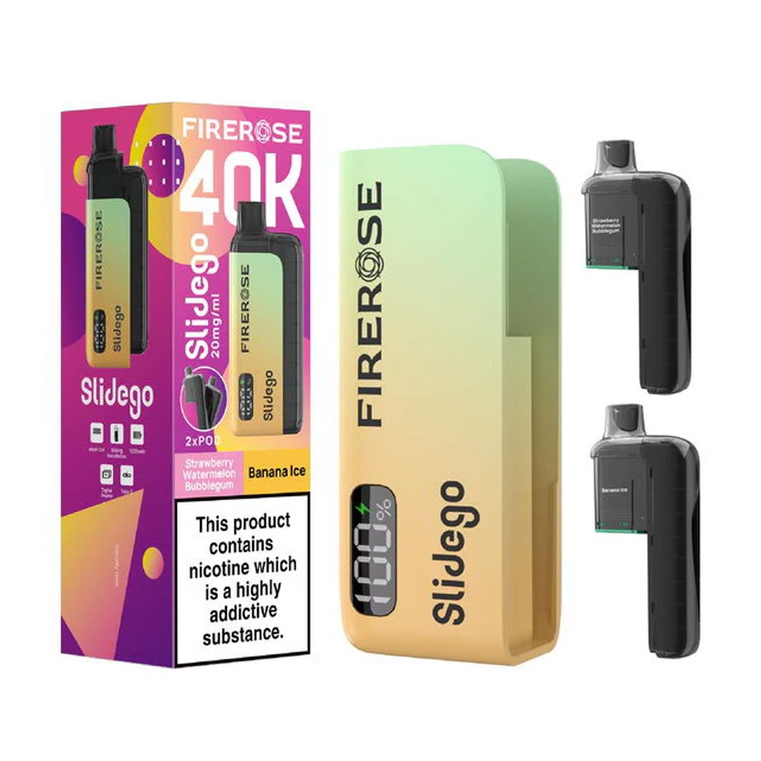 Firerose SlideGo 40k Puffs Prefilled Pod Kit - Strawberry Watermelon Bubblegum / Banana Ice